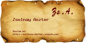Zsolnay Aszter névjegykártya
